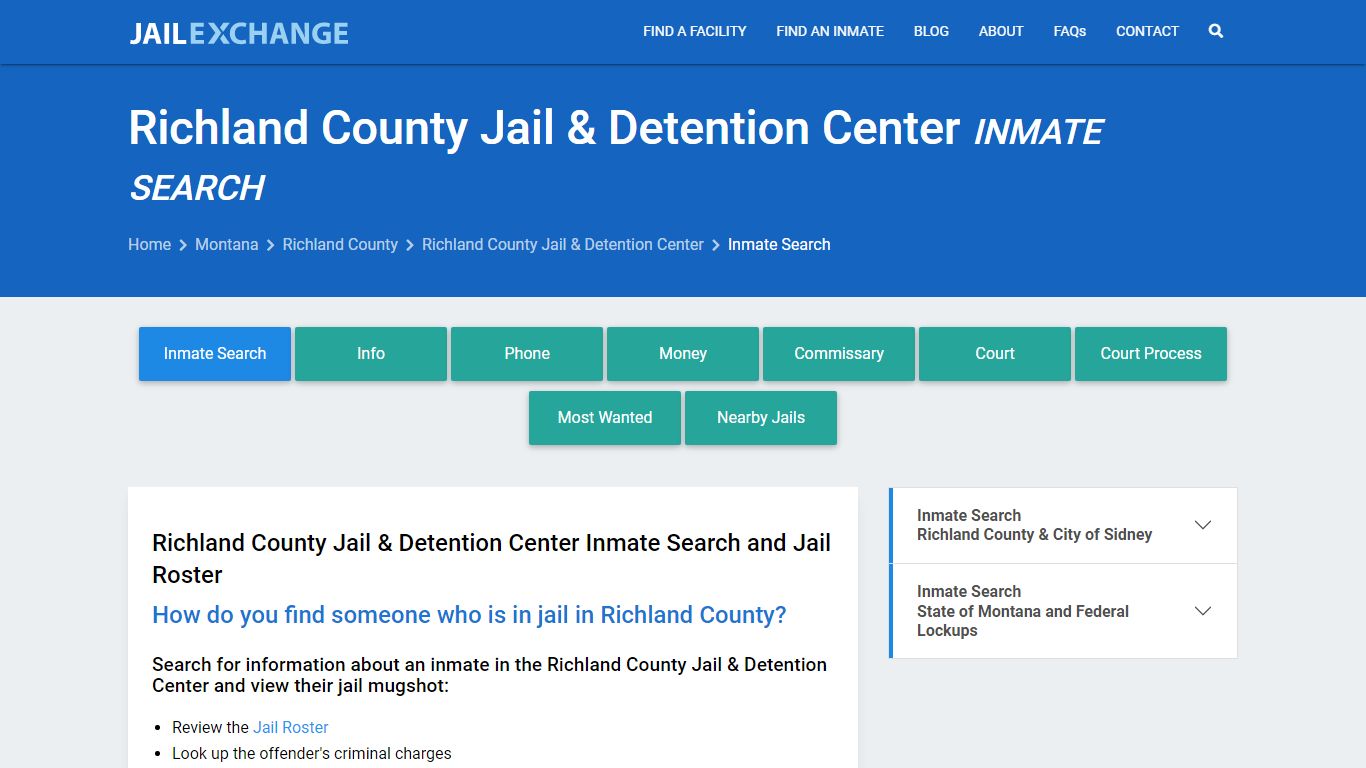 Richland County Jail & Detention Center Inmate Search